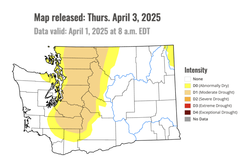 Map of current U.S. Drought Monitor classifications. 