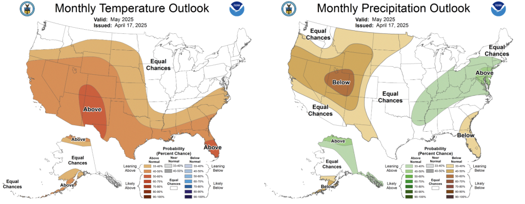 National Monthly Climate Outlook from the Climate Prediction Center.