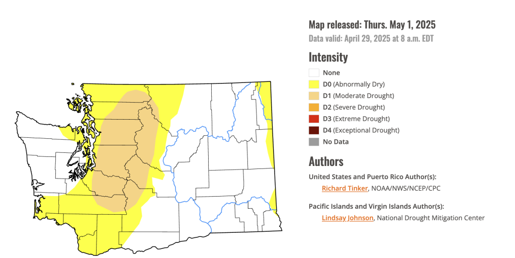 Map of drought conditions on April 29th, 2025. 