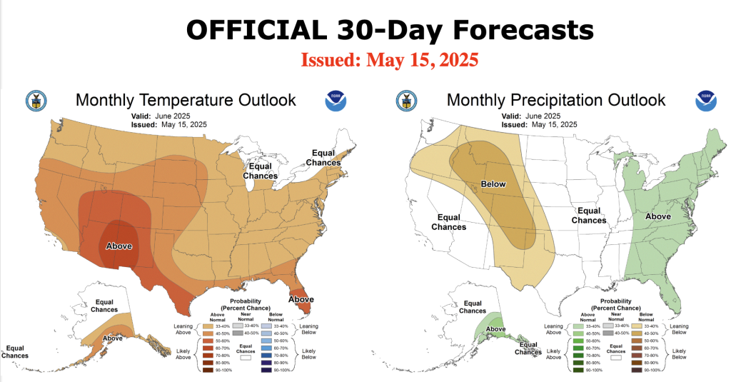 Map of June 2025 conditions from the Climate Prediction Center.