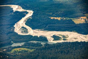 Aerial photo of the Sauk Skagit confluence.